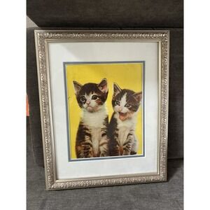 Vintage Cat Ephemera Newspaper Magazine Clipping Framed Art